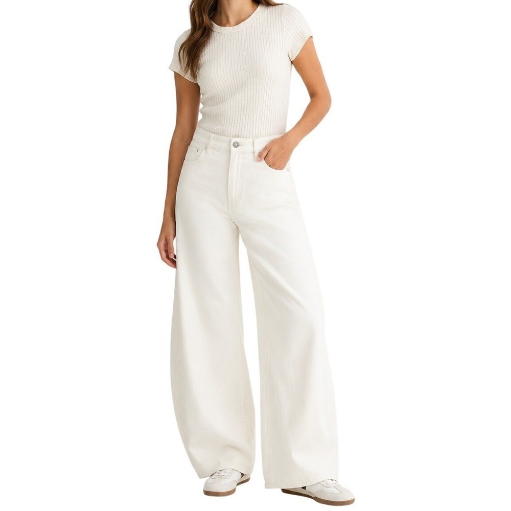 Everlane Way High Jean Off White Wide Leg High Rise Denim 28 Regular NWOT